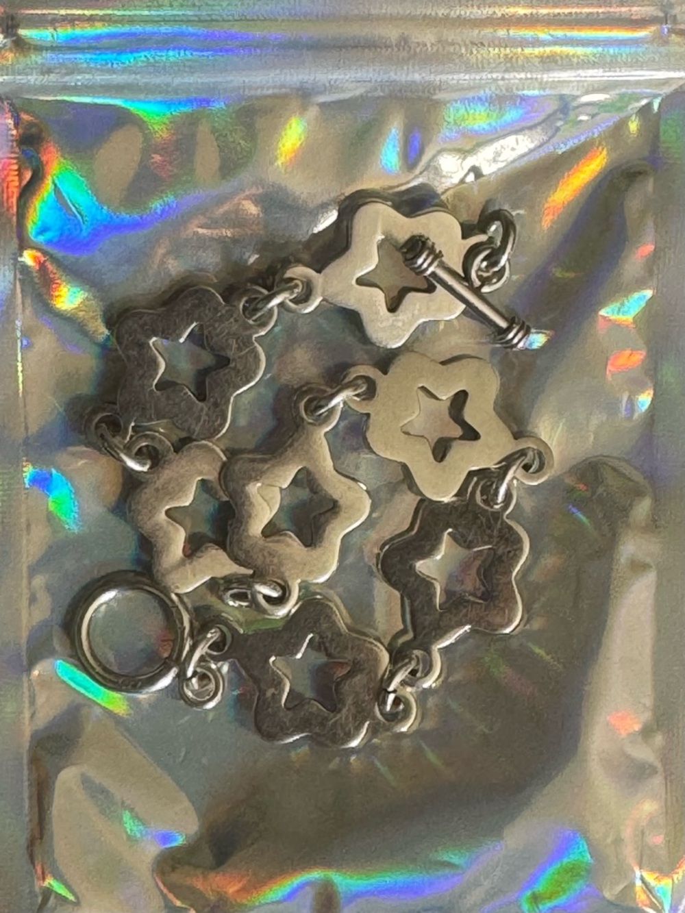 Sterling Silver Star Cutout Link Bracelet 7.5” - Picture 6 of 8